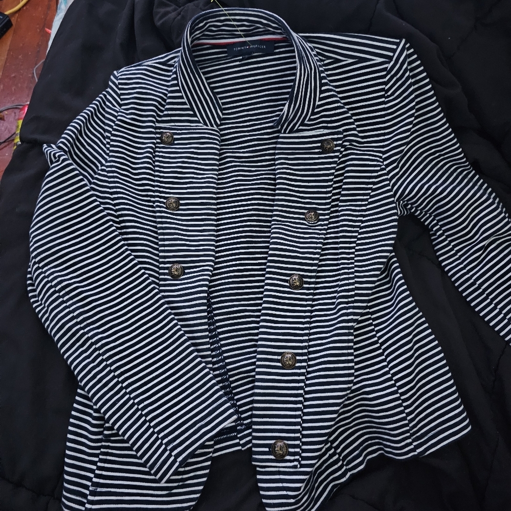 Tommy Hilfiger Striped Black and White Blazer
